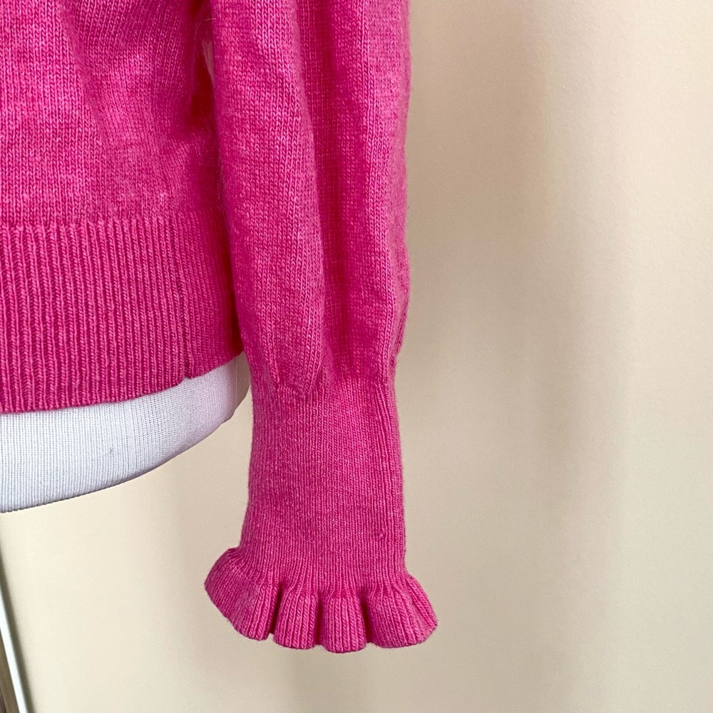 BANANA REPUBLIC MERINO SWEATER XS WOOL CASHMERE BLEND PINK RUFFLE CUFF FILPUCCI - Picture 5 of 14